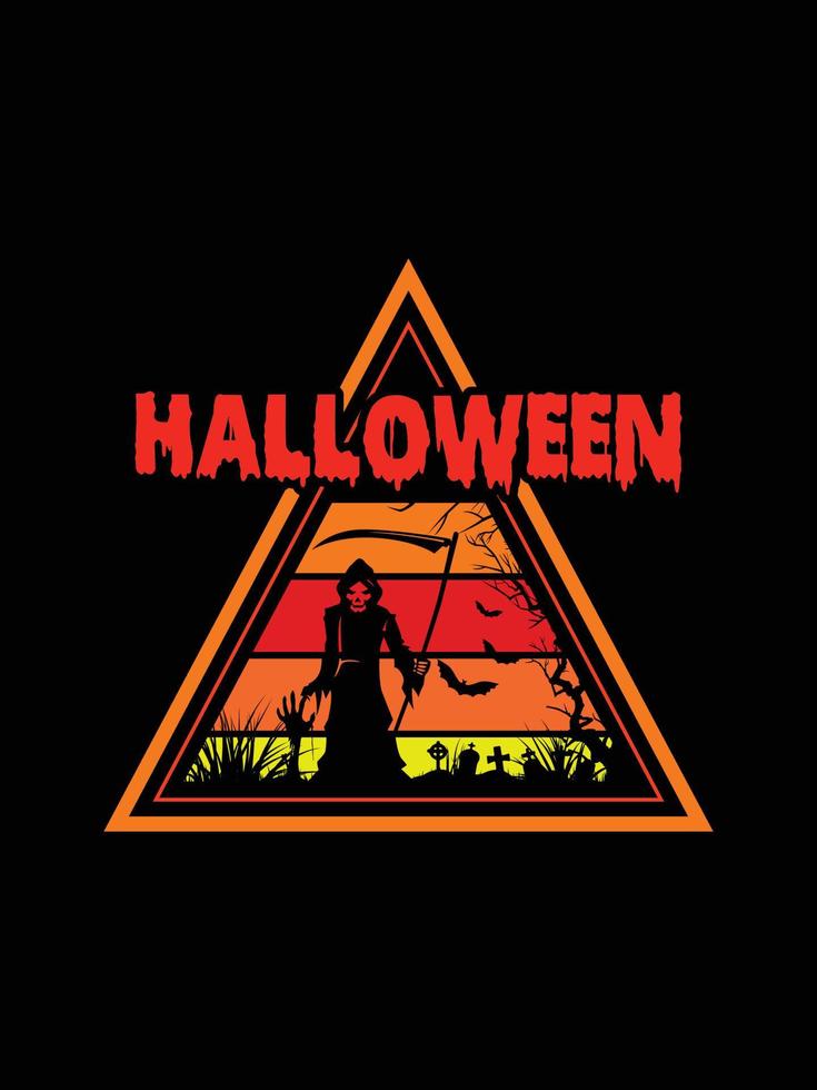 design de camiseta vintage de horror de halloween, gráficos vetoriais de modelo de impressão assustadores, design de camisa de ilustração de tipografia de alta qualidade vetor