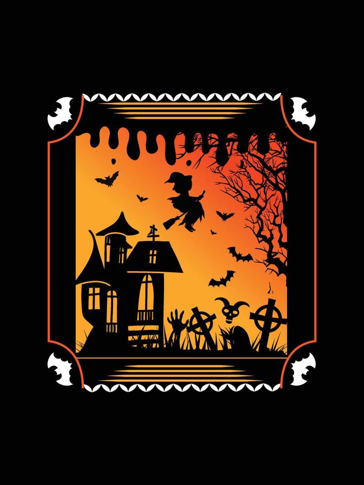 design de camiseta vintage de horror de halloween, gráficos vetoriais de modelo de impressão assustadores, design de camisa de ilustração de tipografia de alta qualidade vetor