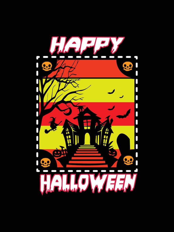 design de camiseta vintage de horror de halloween, gráficos vetoriais de modelo de impressão assustadores, design de camisa de ilustração de tipografia de alta qualidade vetor