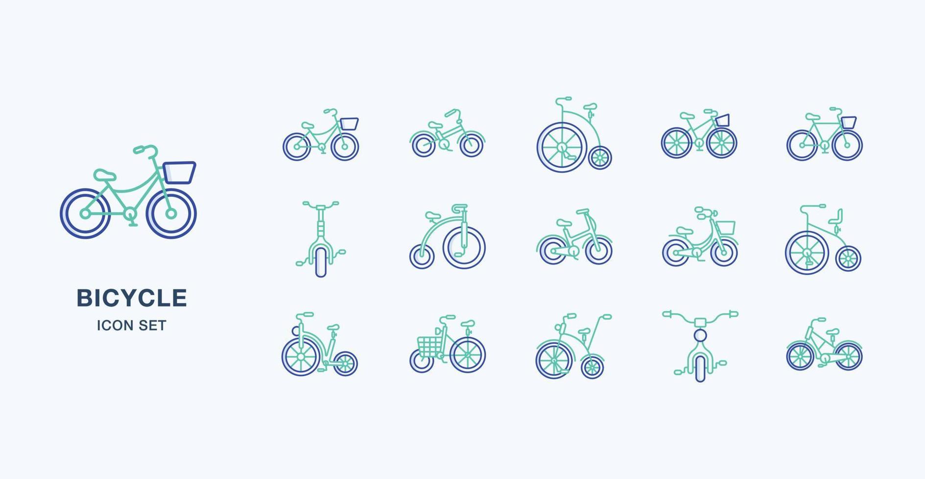 conjunto de ícones coloridos de contorno de bicicleta vetor