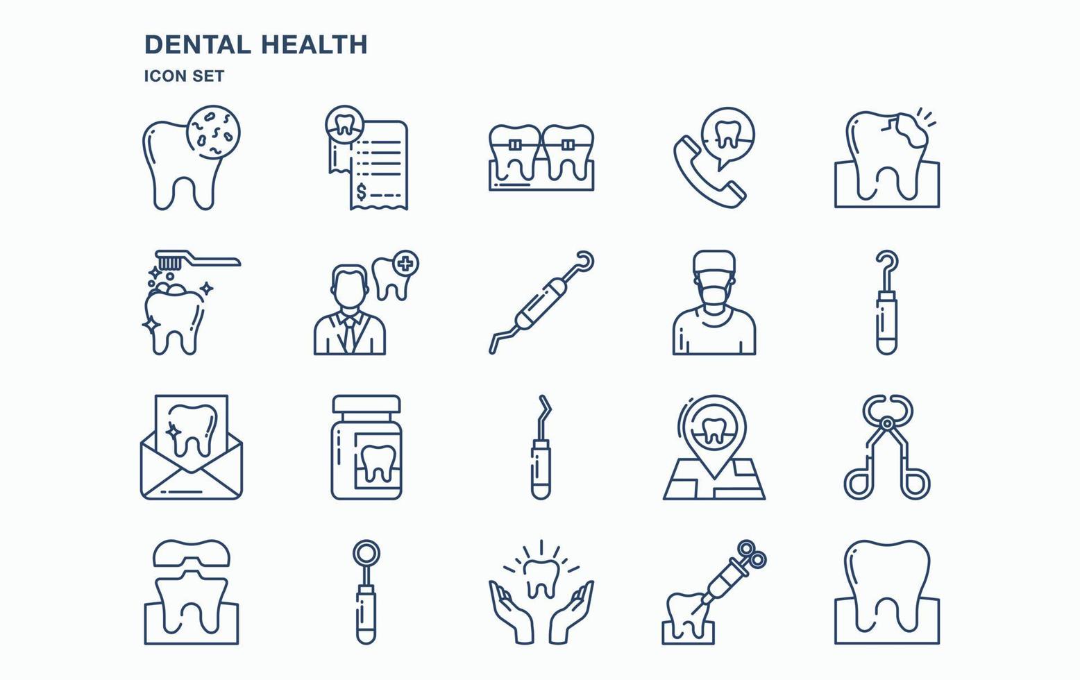 conjunto de ícones de saúde bucal e odontologia vetor