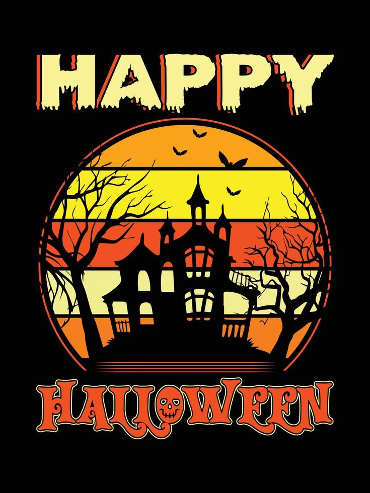 design de camiseta vintage de horror de halloween, gráficos vetoriais de modelo de impressão assustadores, design de camisa de ilustração de tipografia de alta qualidade vetor