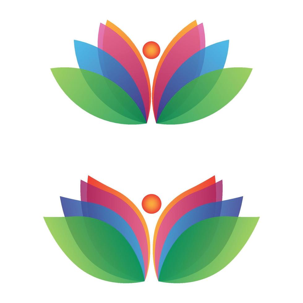 logotipo de pessoas multicoloridas modernas com conjunto de vetores de ilustração de flor de lótus