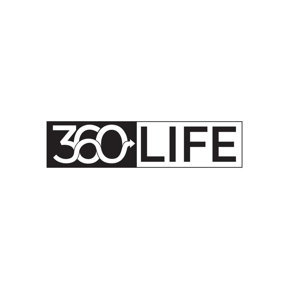 360 logotipo de mudança de vida em preto e branco vetor