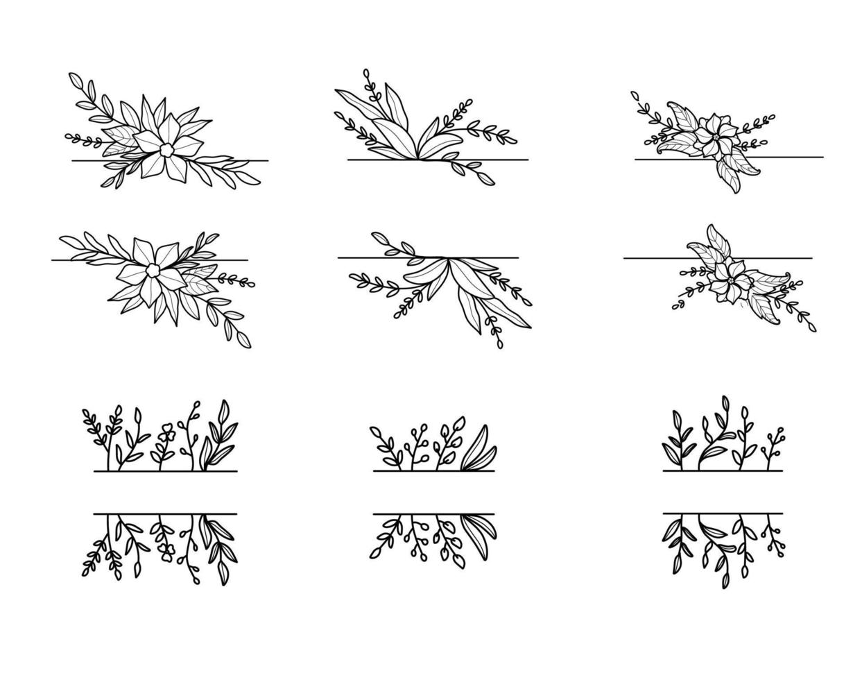 ilustrações florais da coleção de texto vetor