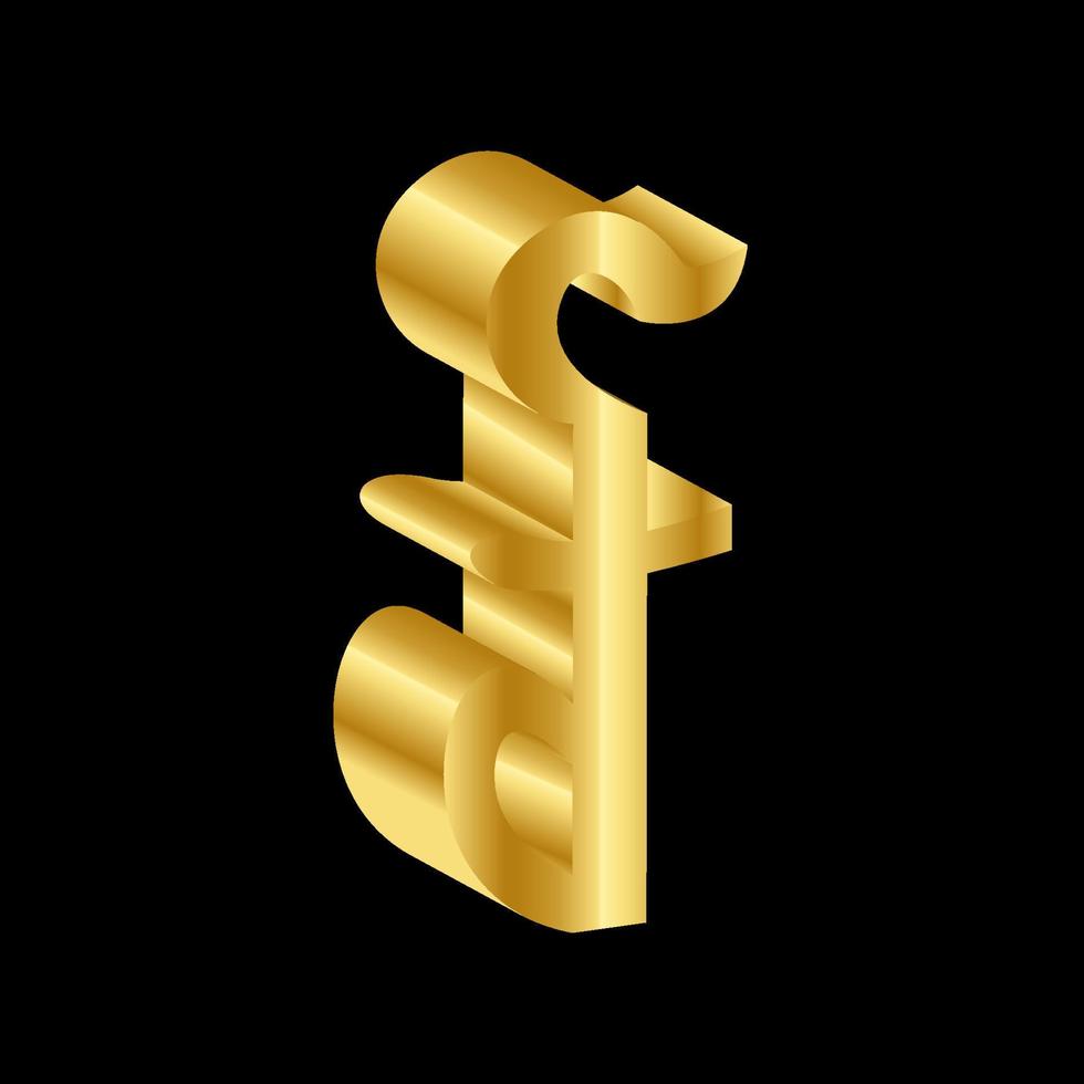 vetor de símbolo de moeda riel de luxo 3d de ouro