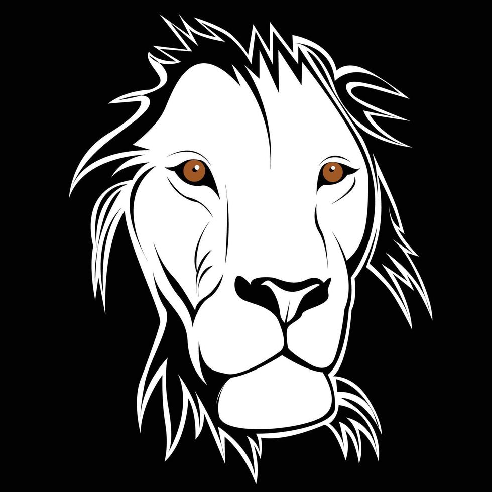 cabeça de leão branco preto 02 vetor
