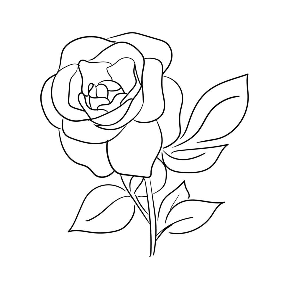 arte de linha desenhada à mão ilustração em vetor flor rosa