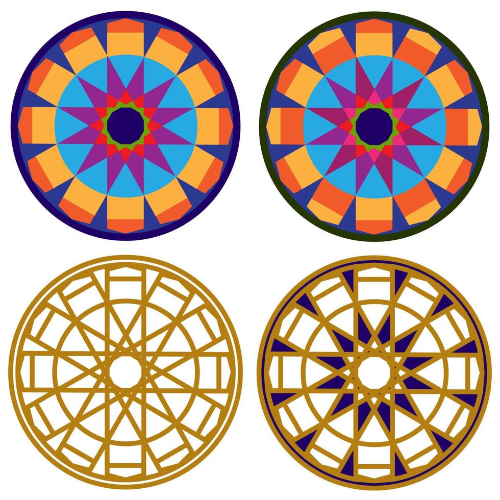 conjunto de vetores de padrão islâmico decorativo de círculo bonito colorido-02