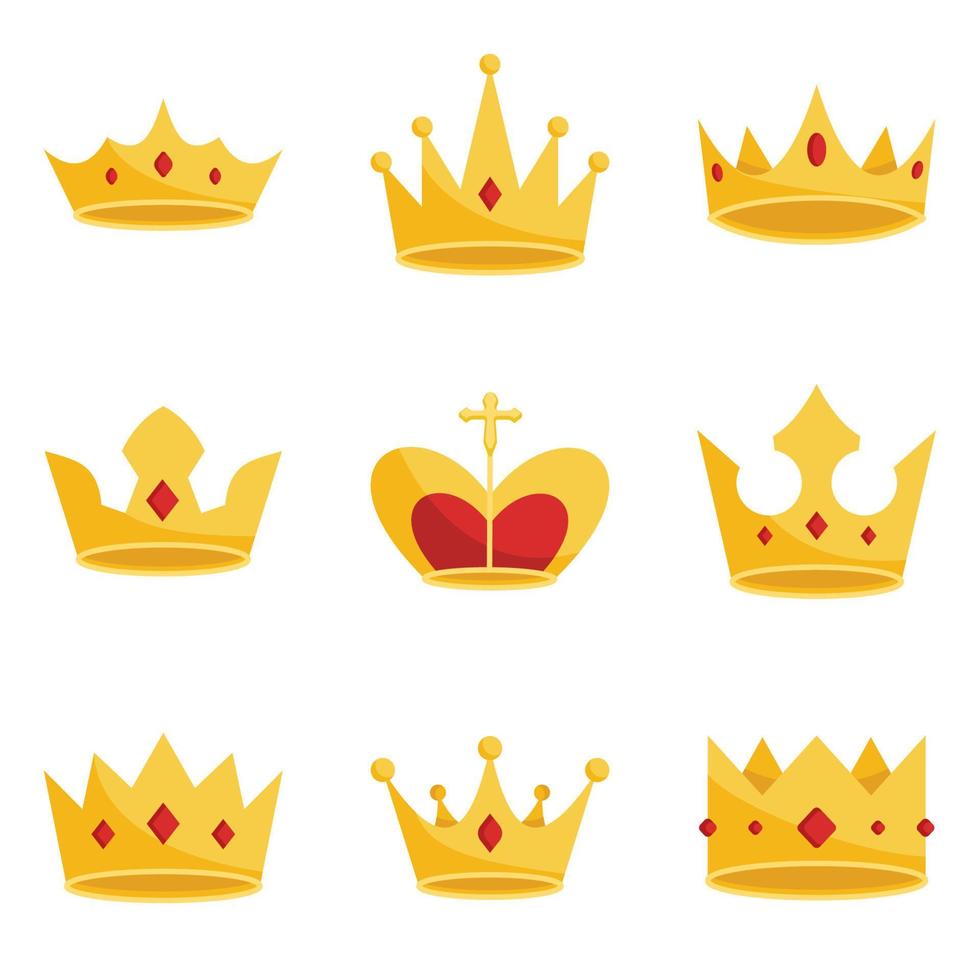 conjunto de ícones de coroas vetor