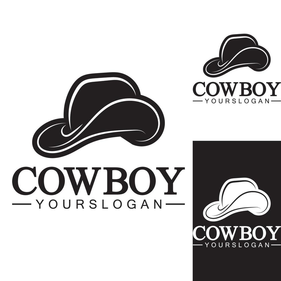 modelo de design de vetor de ícone de logotipo de chapéu de cowboy