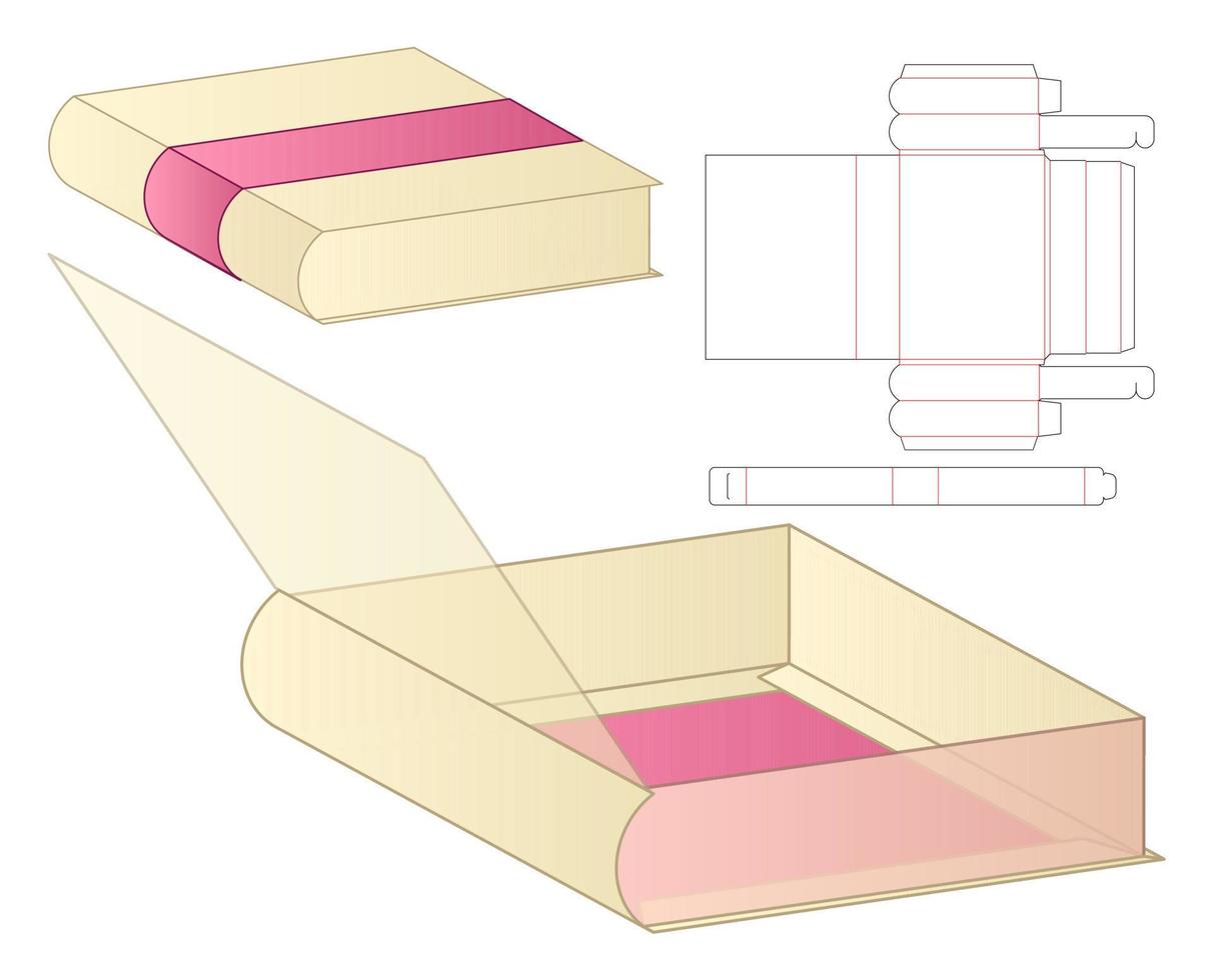 design de modelo cortado de embalagem de caixa. Maquete 3D vetor