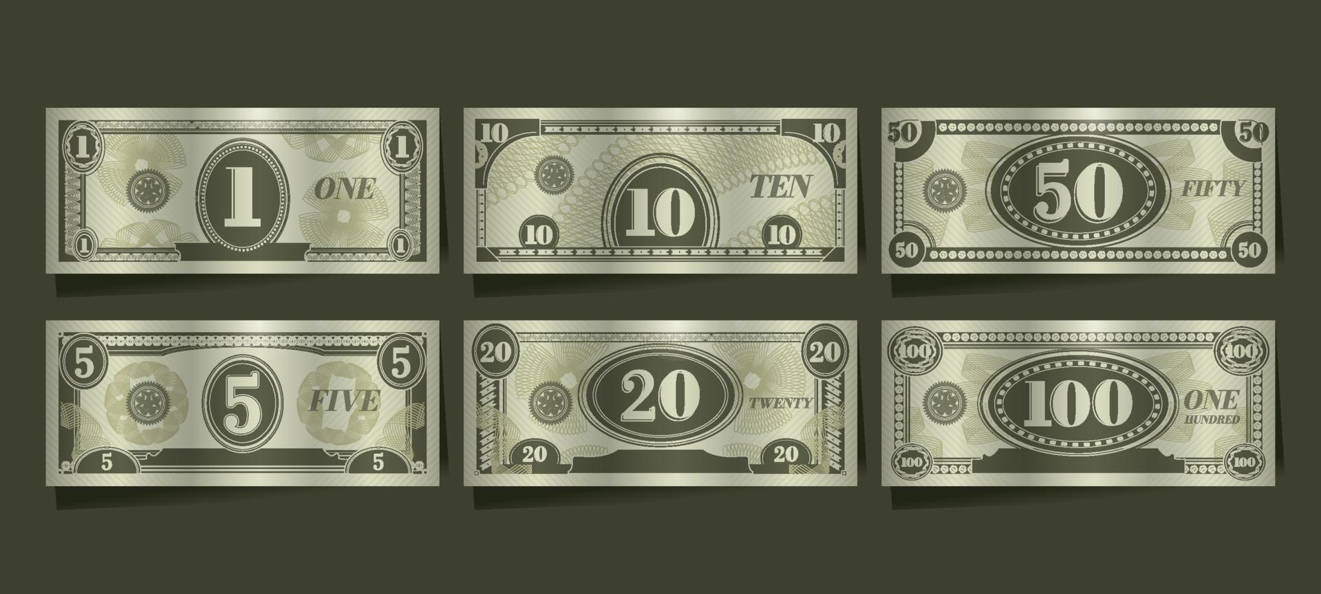 elementos de dinheiro de papel falso vetor
