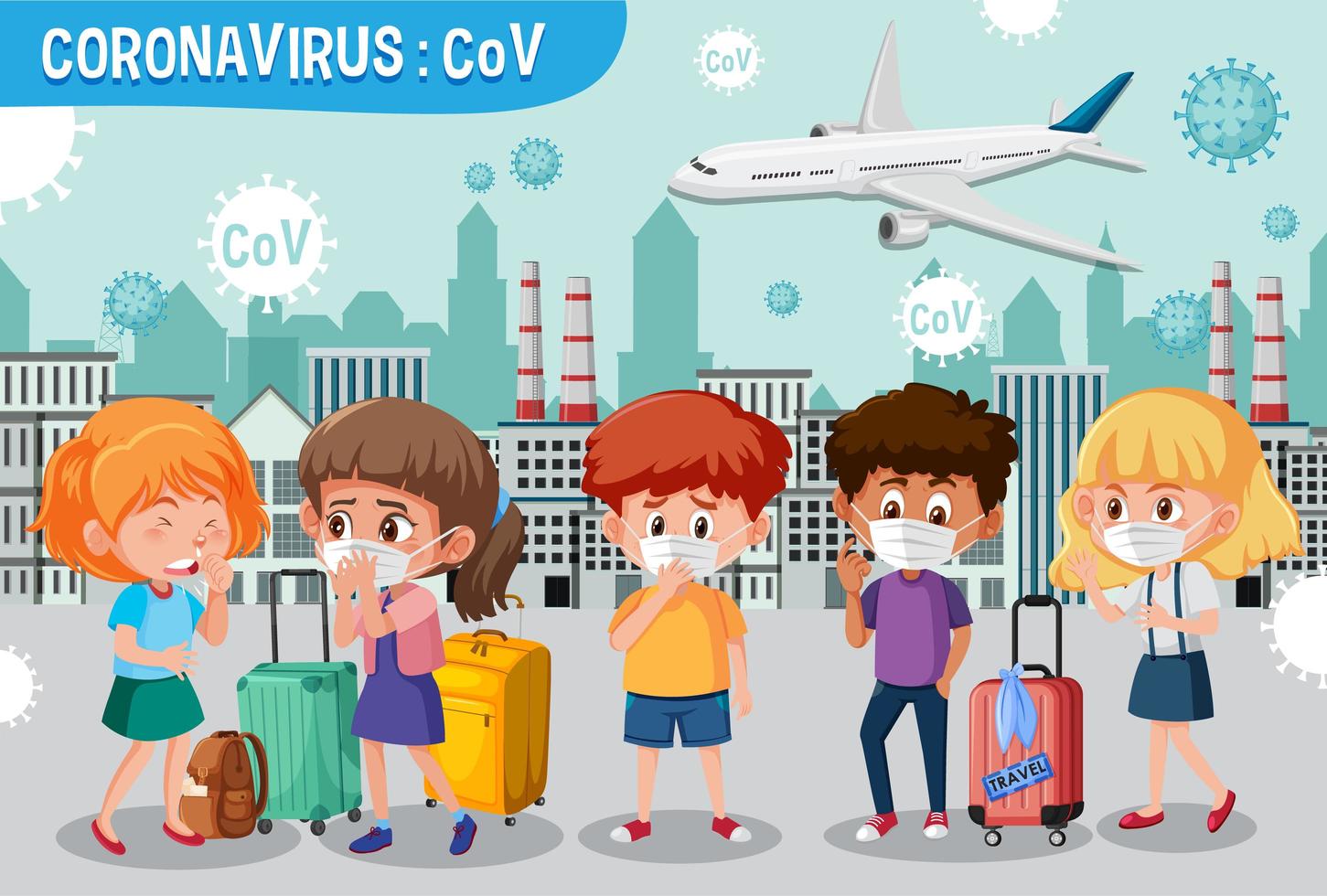 cartaz de aviso de viagem de coronavírus vetor