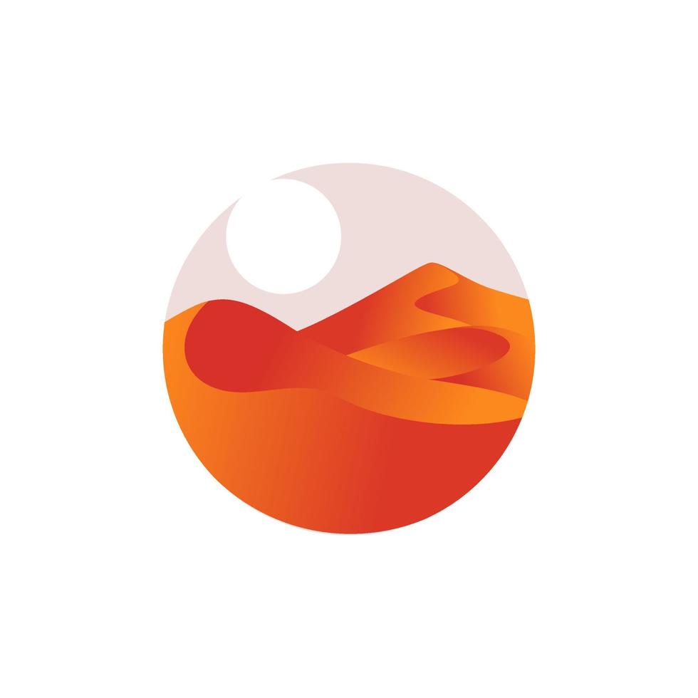 modelo de design de logotipo do deserto. montanha com ilustração de sol vetor