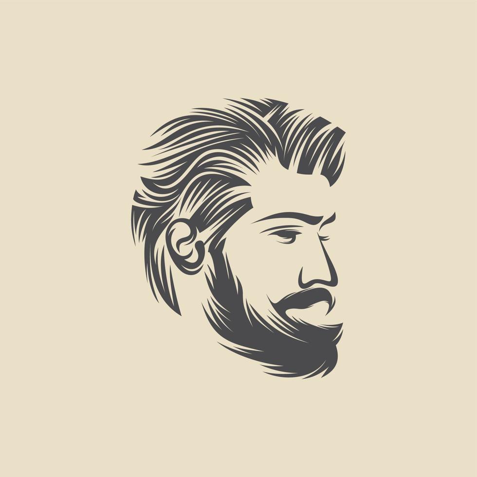 ilustração vetorial de design de logotipo de homem de barba vetor