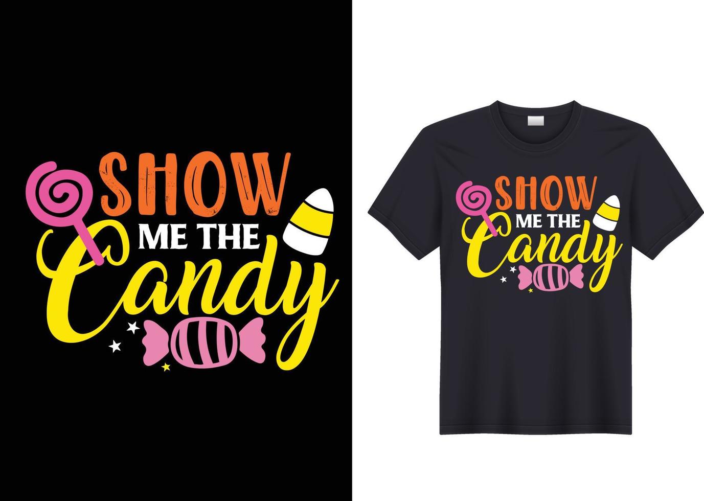 mostre-me o design da camiseta de Halloween dos doces vetor
