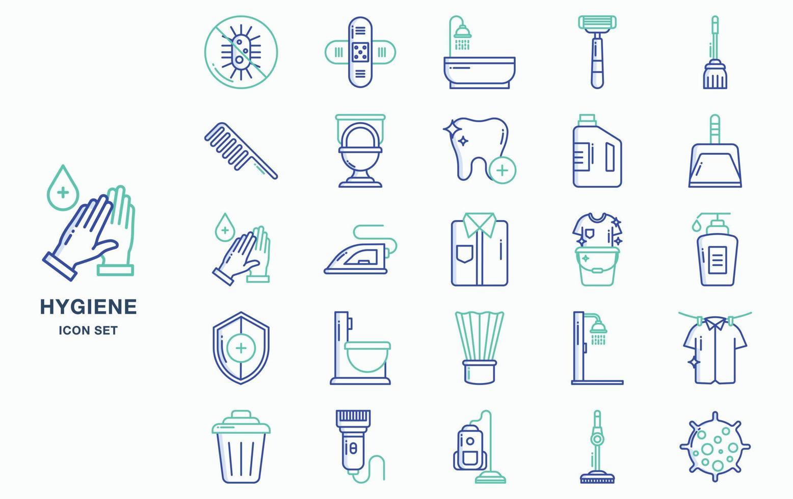 conjunto de ícones de higiene e limpeza vetor