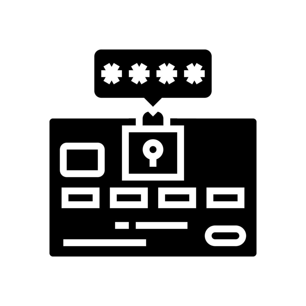 ilustração em vetor ícone glifo de cartão de código PIN