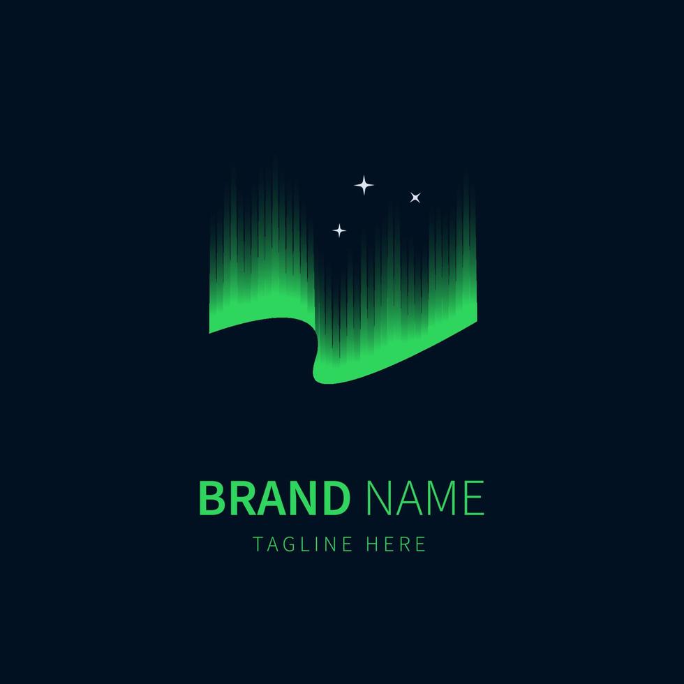 ilustração do logotipo aurora com cor verde e estrelas vetor