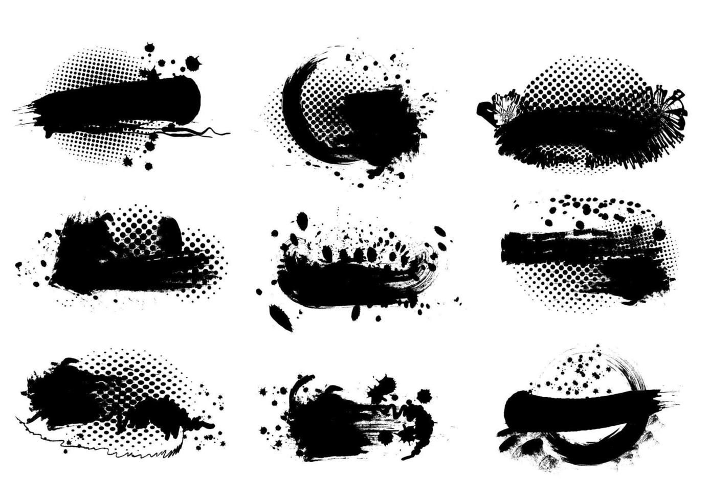 conjunto de moldura grunge de ilustração vetorial de fundo de tinta 001 vetor