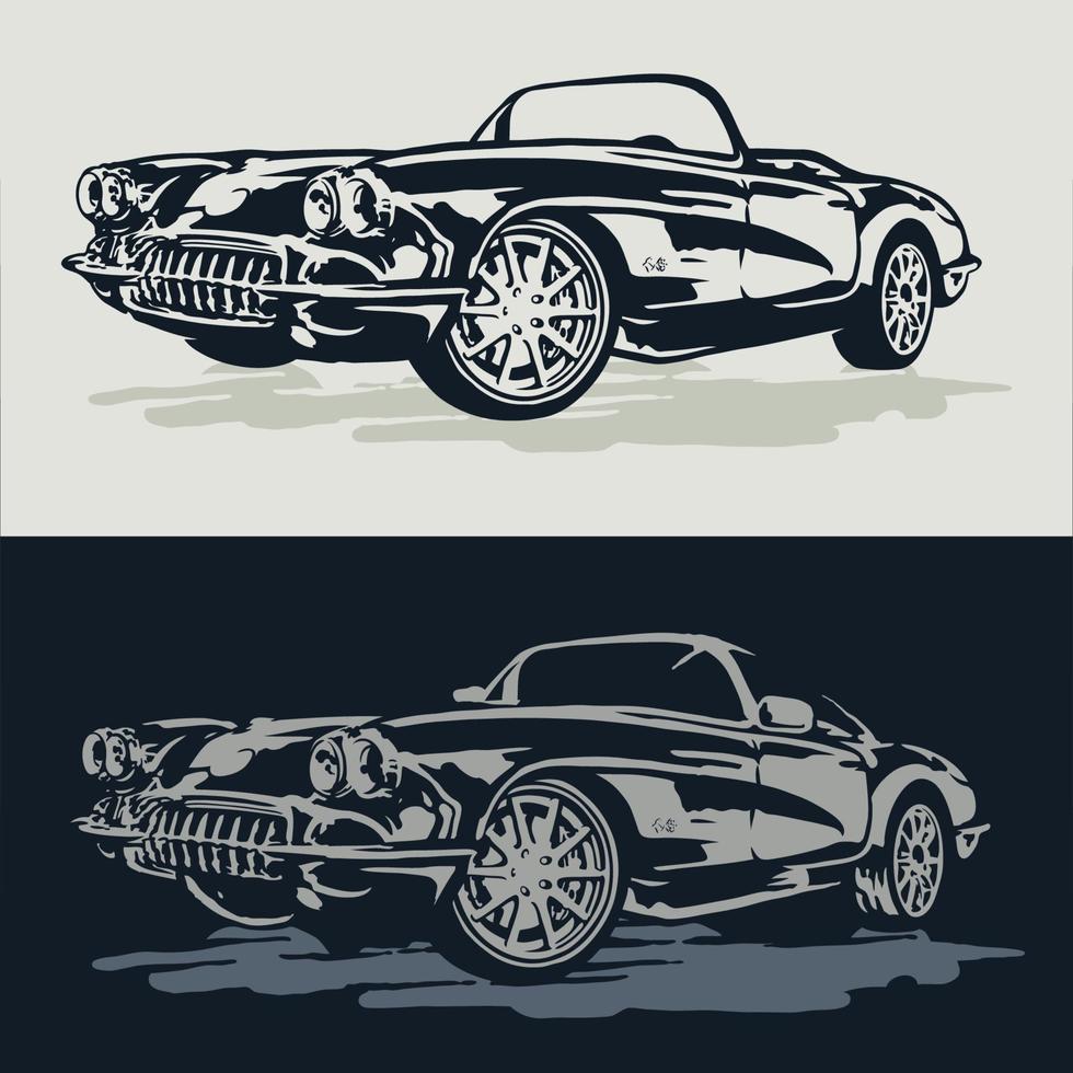 ilustração de supercarro clássico vintage vetor