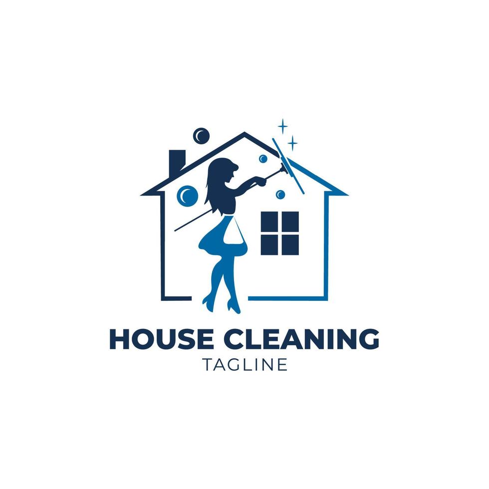 logotipo de limpeza doméstica, adequado para serviços de limpeza imobiliária vetor
