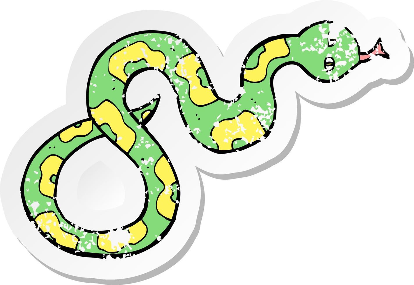 adesivo retrô angustiado de uma cobra de desenho animado vetor