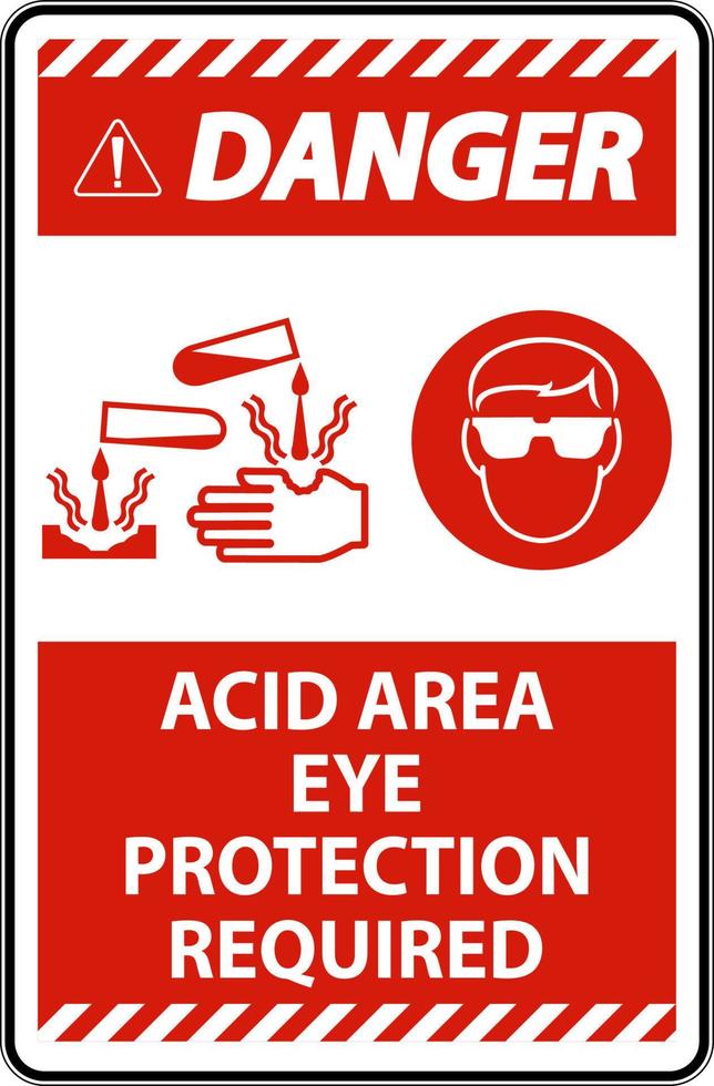 perigo área ácida proteção ocular necessária sinal com sinal vetor