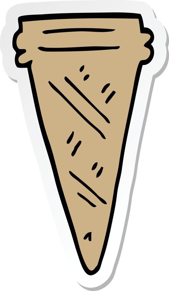 adesivo de uma casquinha de sorvete de desenho animado vetor