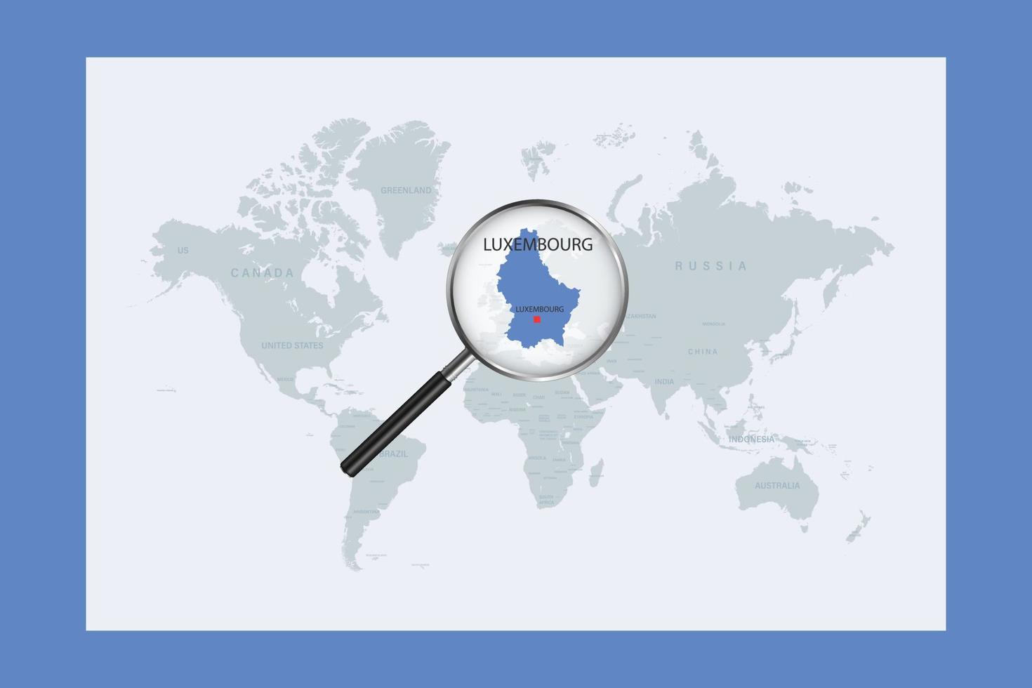 mapa do luxemburgo no mapa do mundo político com lupa vetor