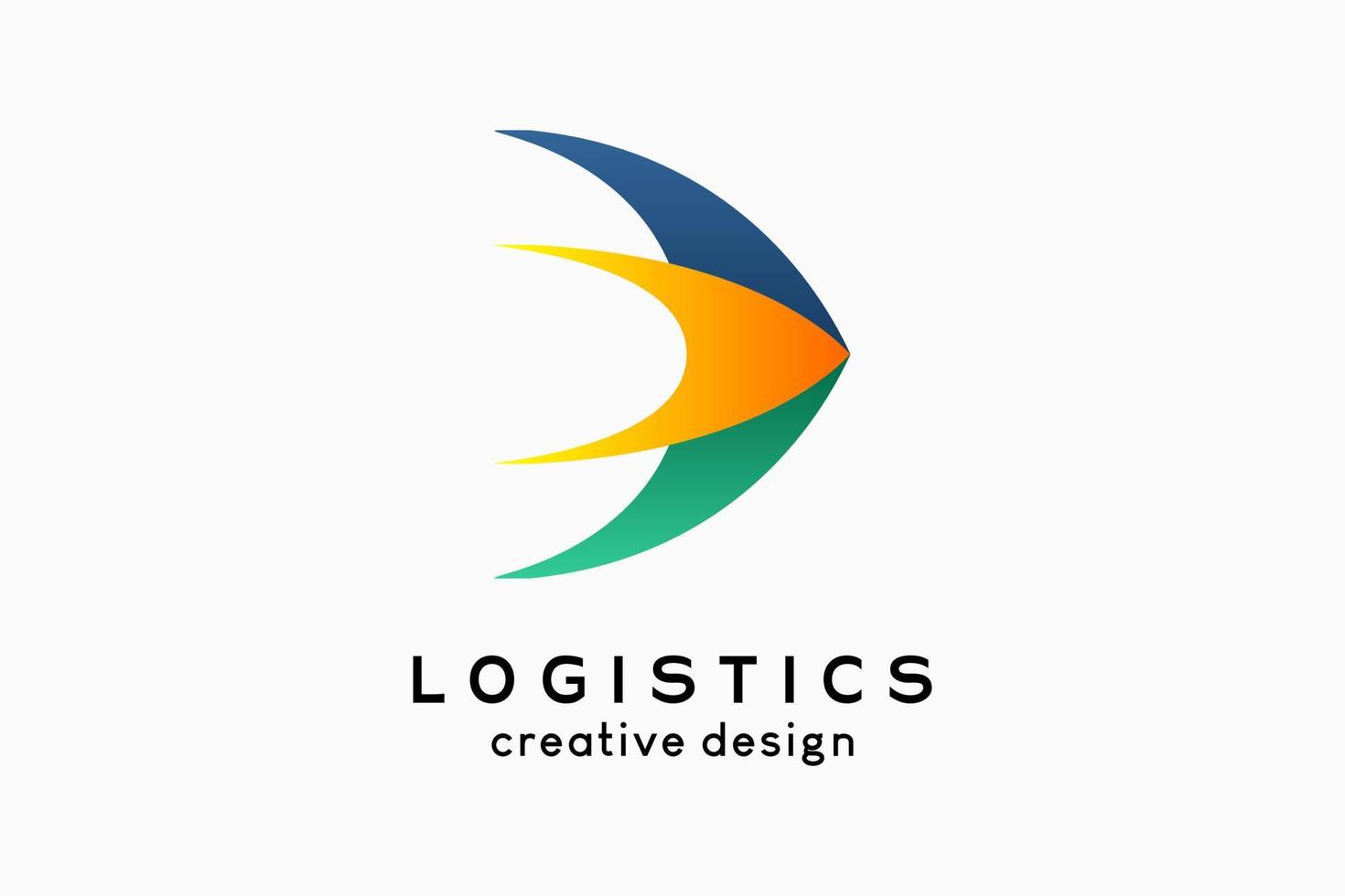 logo logística, logística e empresa de transporte. ícone de seta com conceito criativo colorido vetor