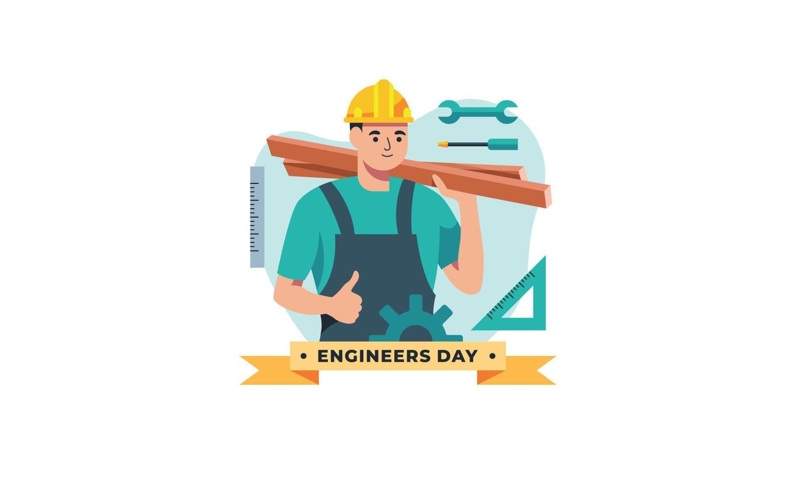 engenharia e construção ilustrada. feliz dia do engenheiro vetor