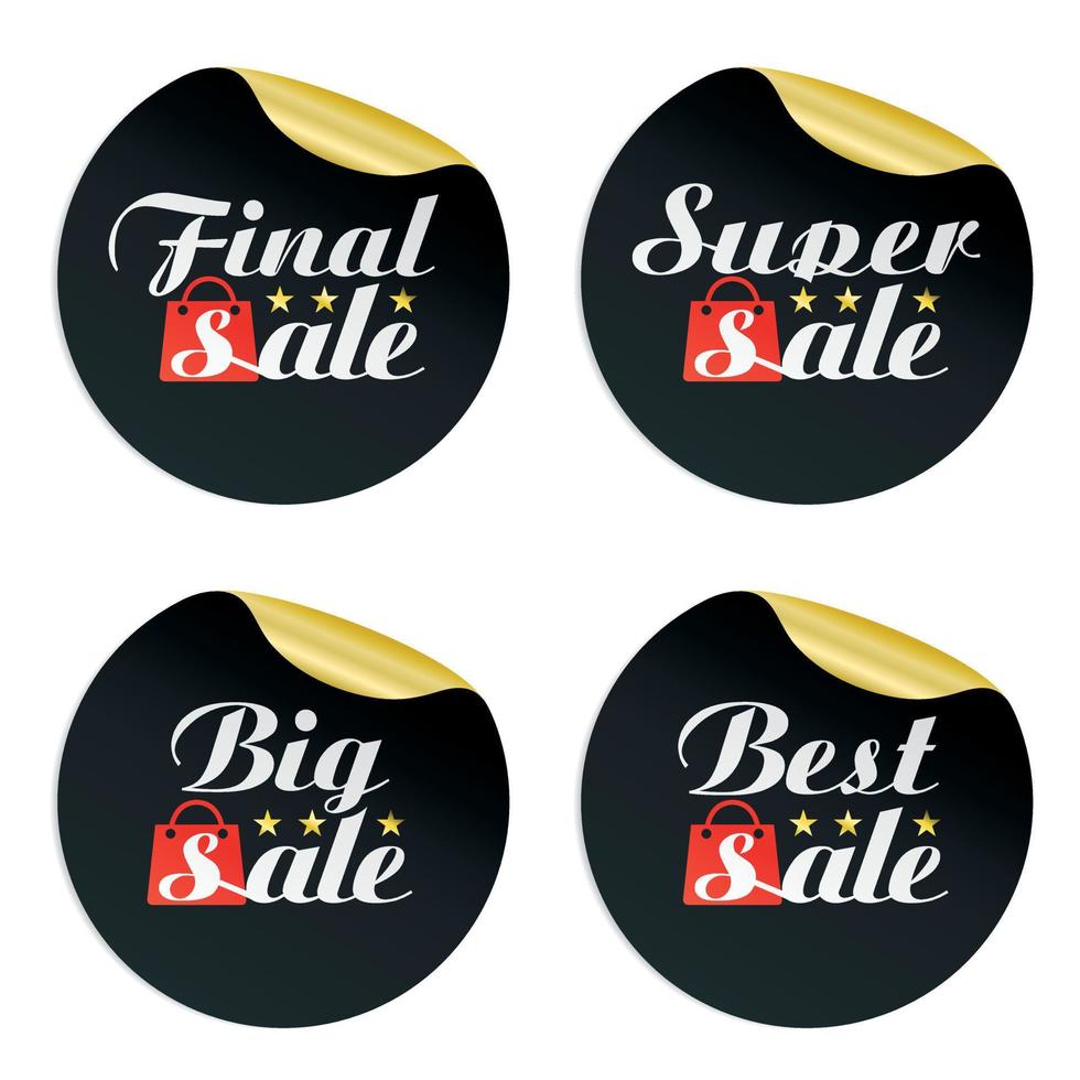 adesivos de venda de ouro preto final, super, grande, melhor com pacote vermelho vetor