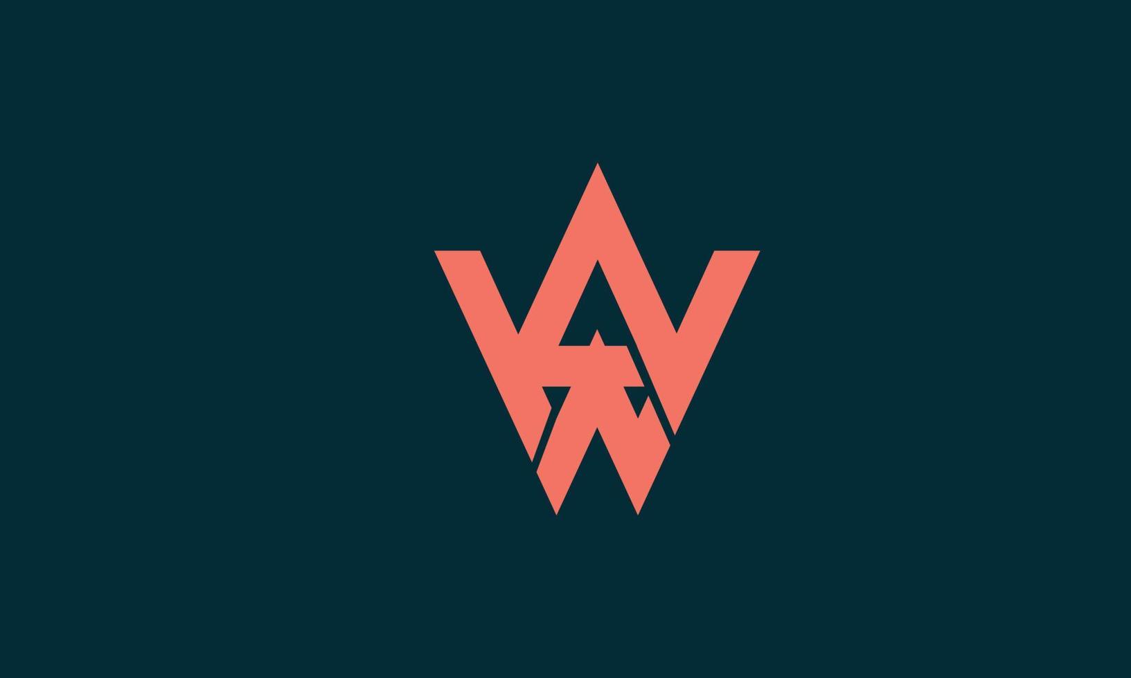 letras do alfabeto iniciais monograma logotipo wa, aw, w e a vetor