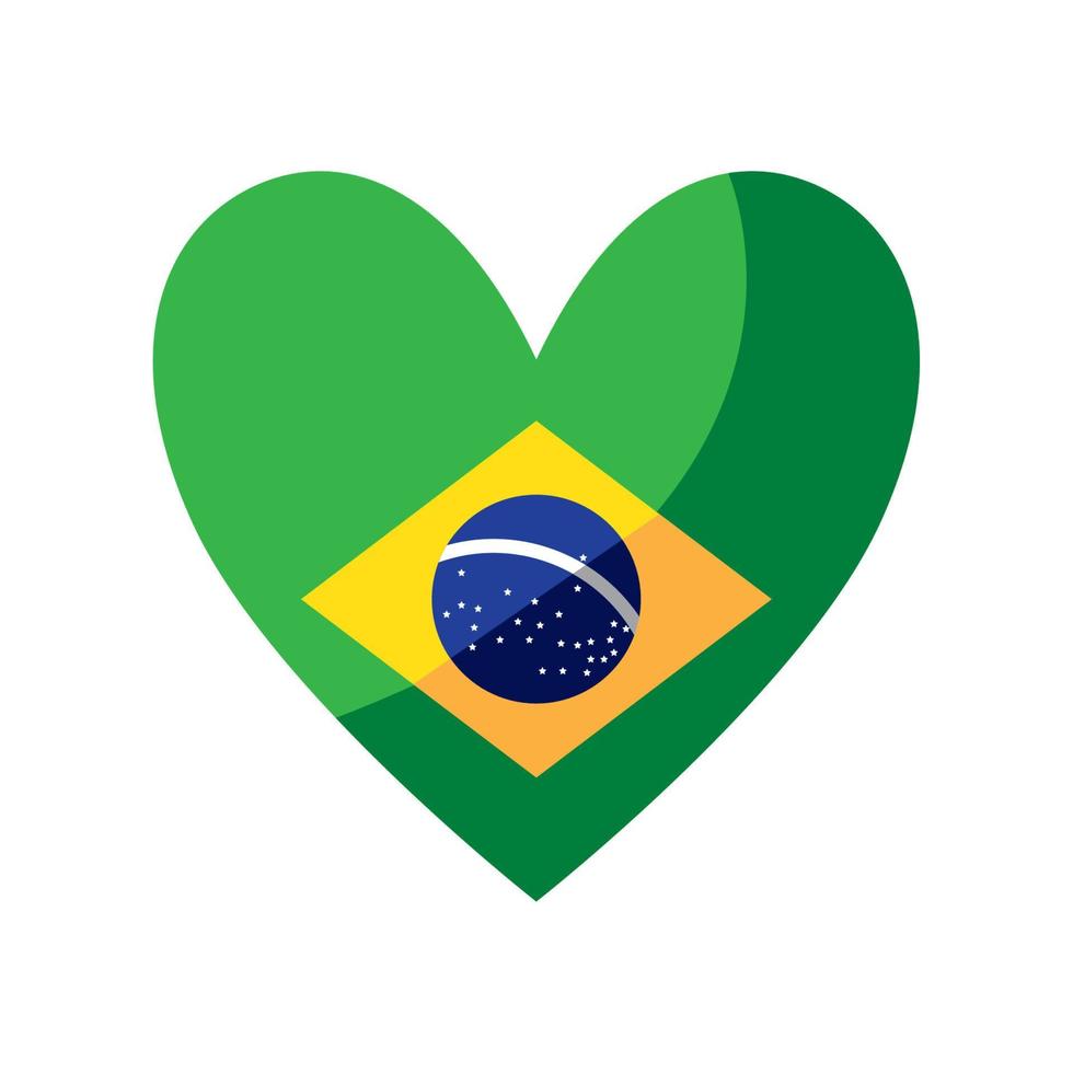 bandeira do brasil no coração vetor
