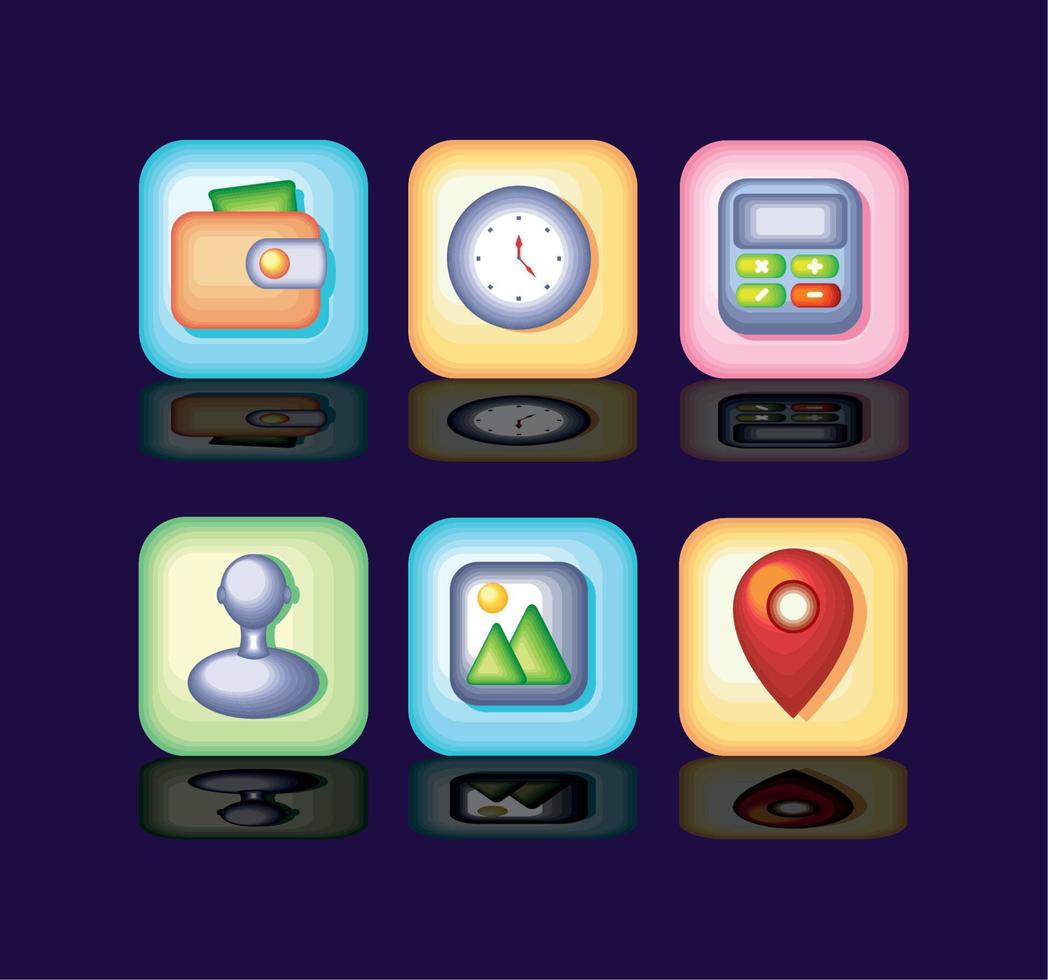 ícones de aplicativos de botão vetor