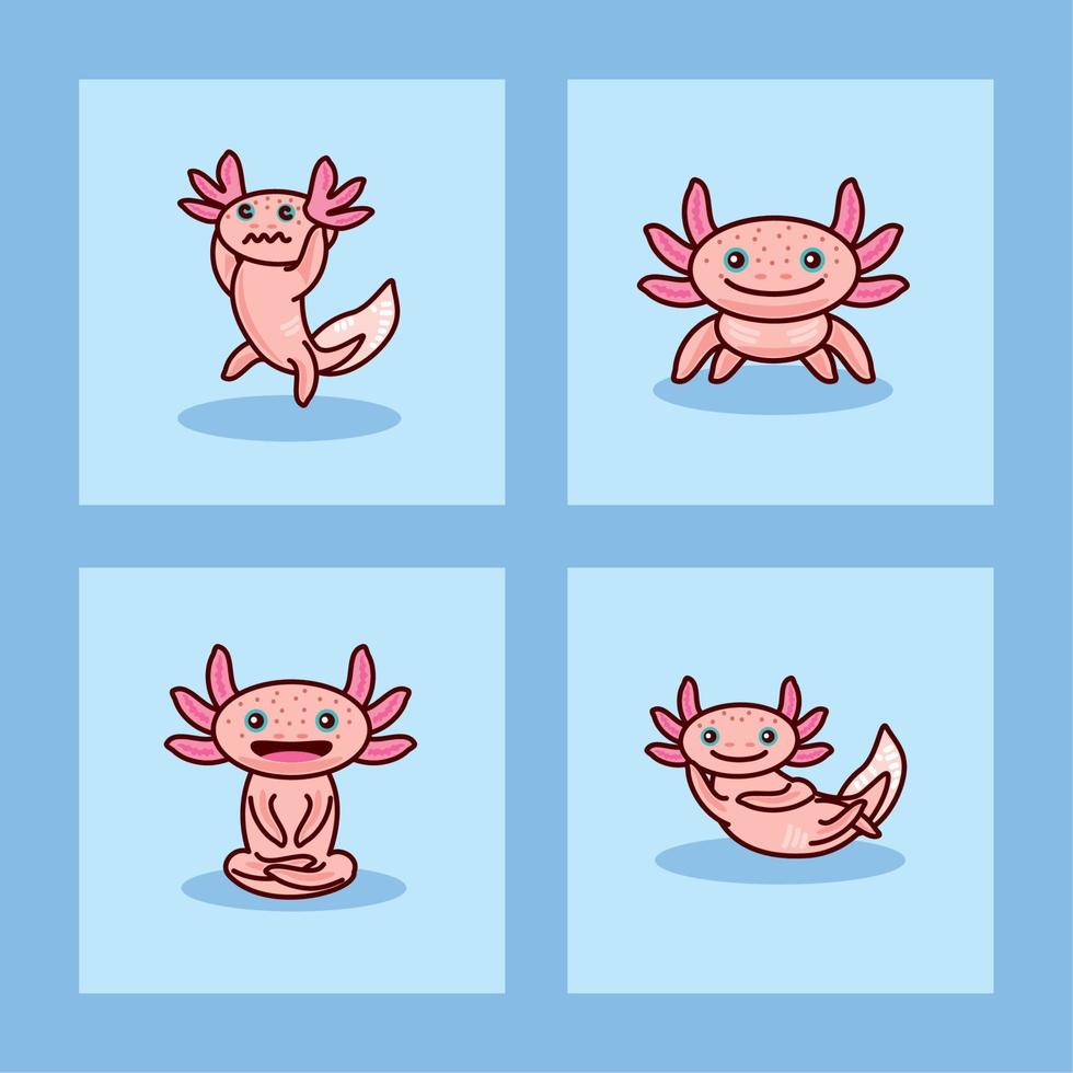 coleção de ícones axolotl vetor