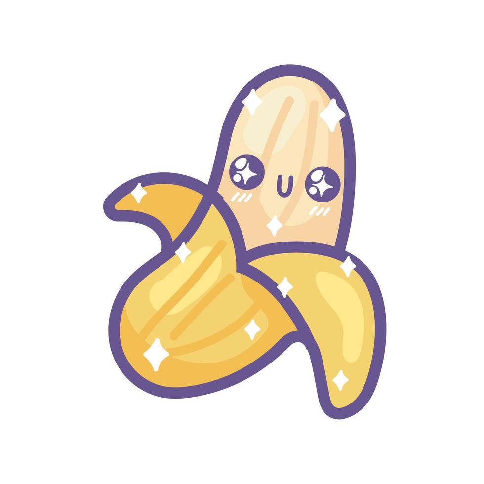 banana kawaii fruta vetor