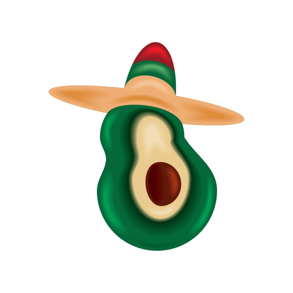 abacate mexicano com chapéu vetor
