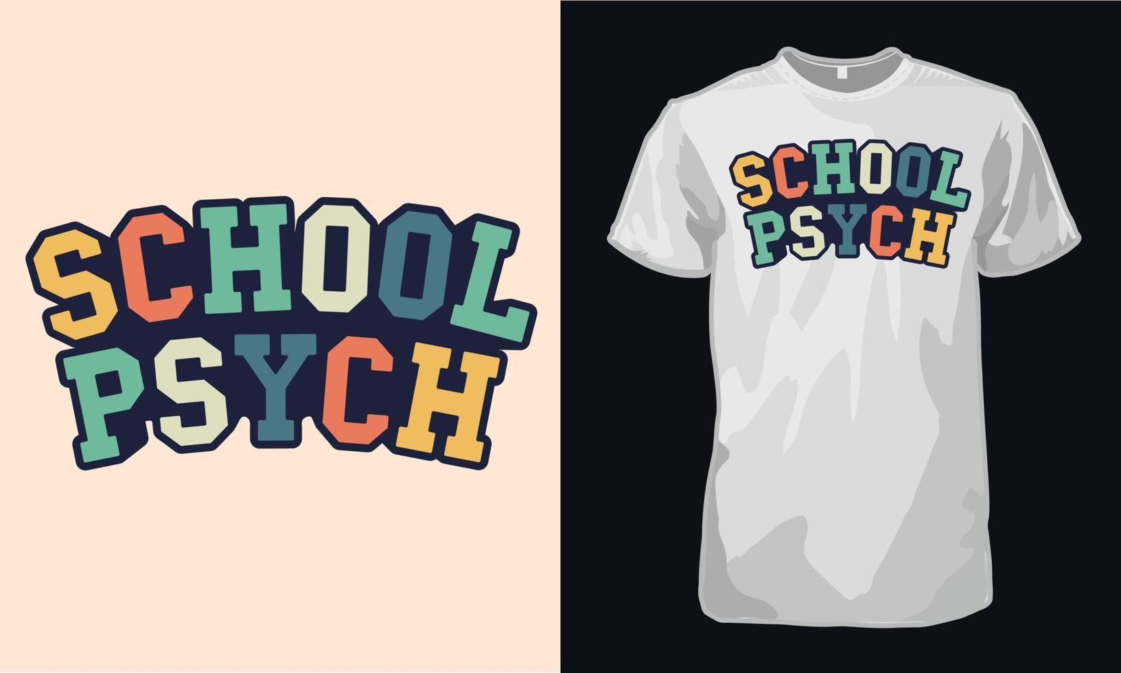 camiseta retrô de camiseta de psicólogo escolar vetor