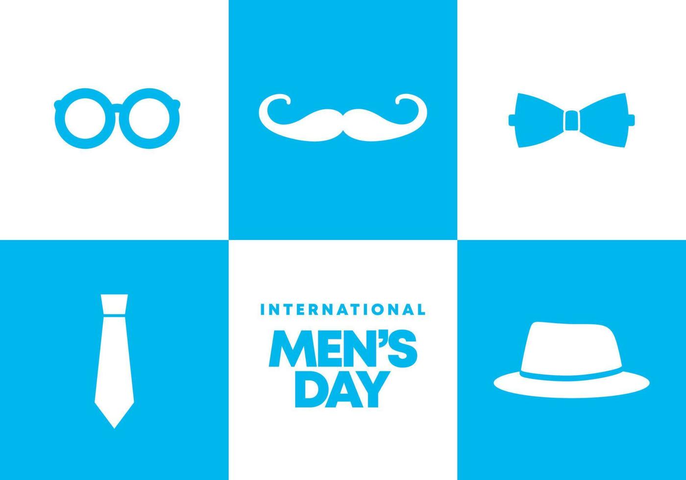 cartaz de banner de fundo do dia dos homens com óculos, bigode, gravata, chapéu vetor