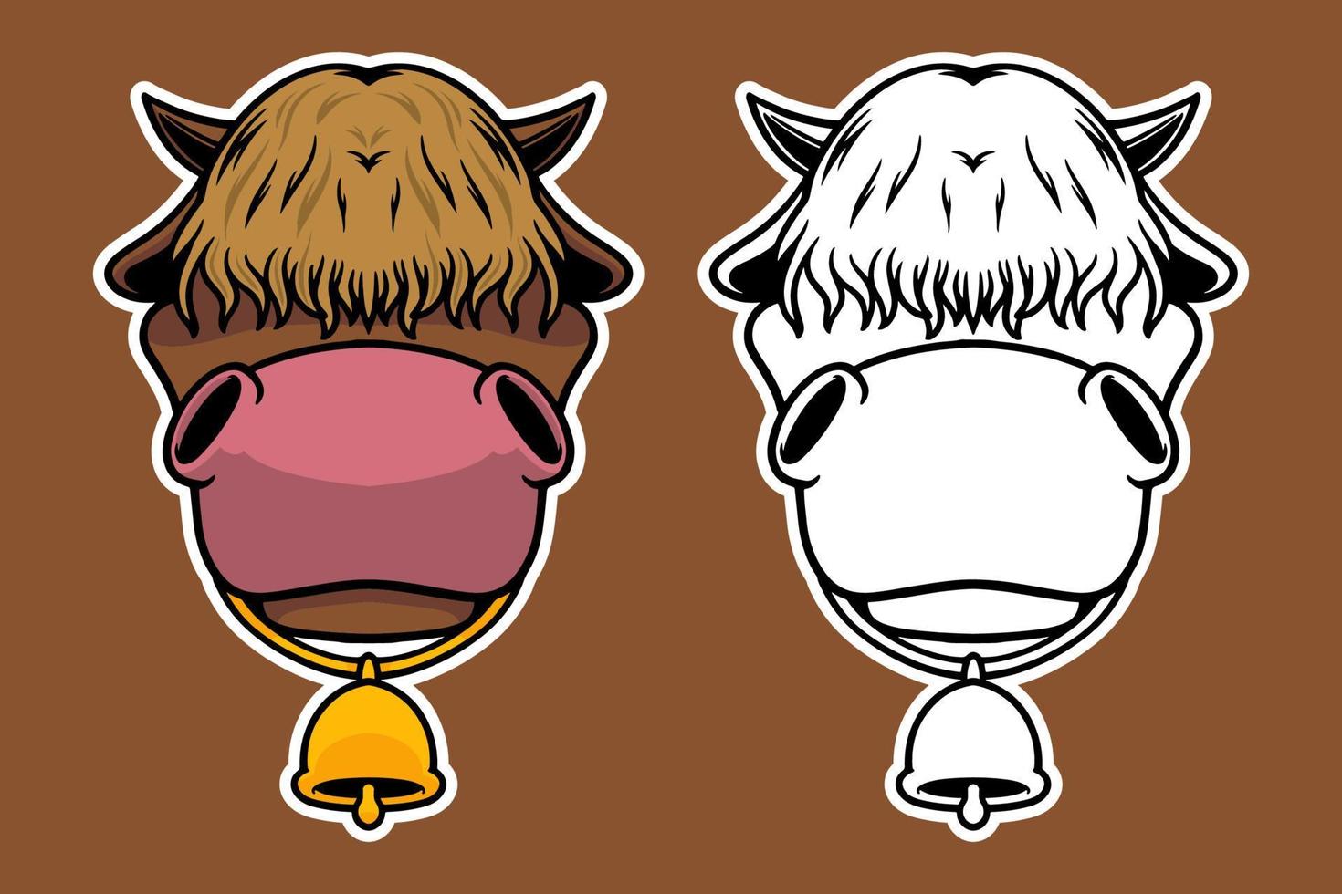 estilo de desenho animado de ilustração vetorial de mascote de cabeça de vaca vetor