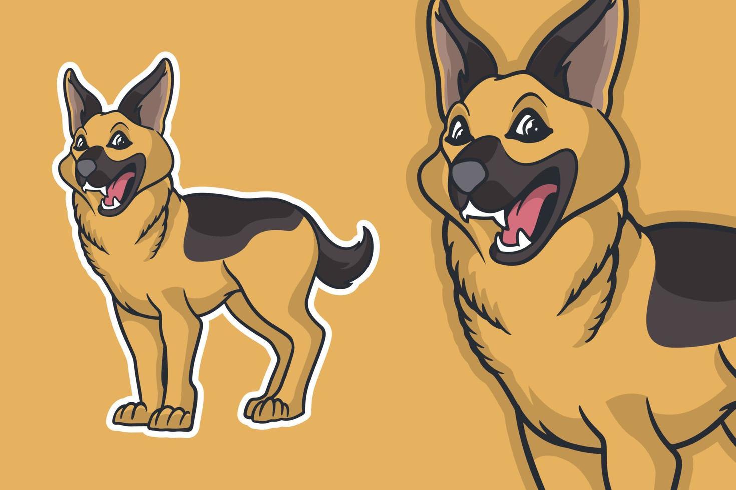 estilo de desenho animado de ilustração vetorial de cão pastor vetor