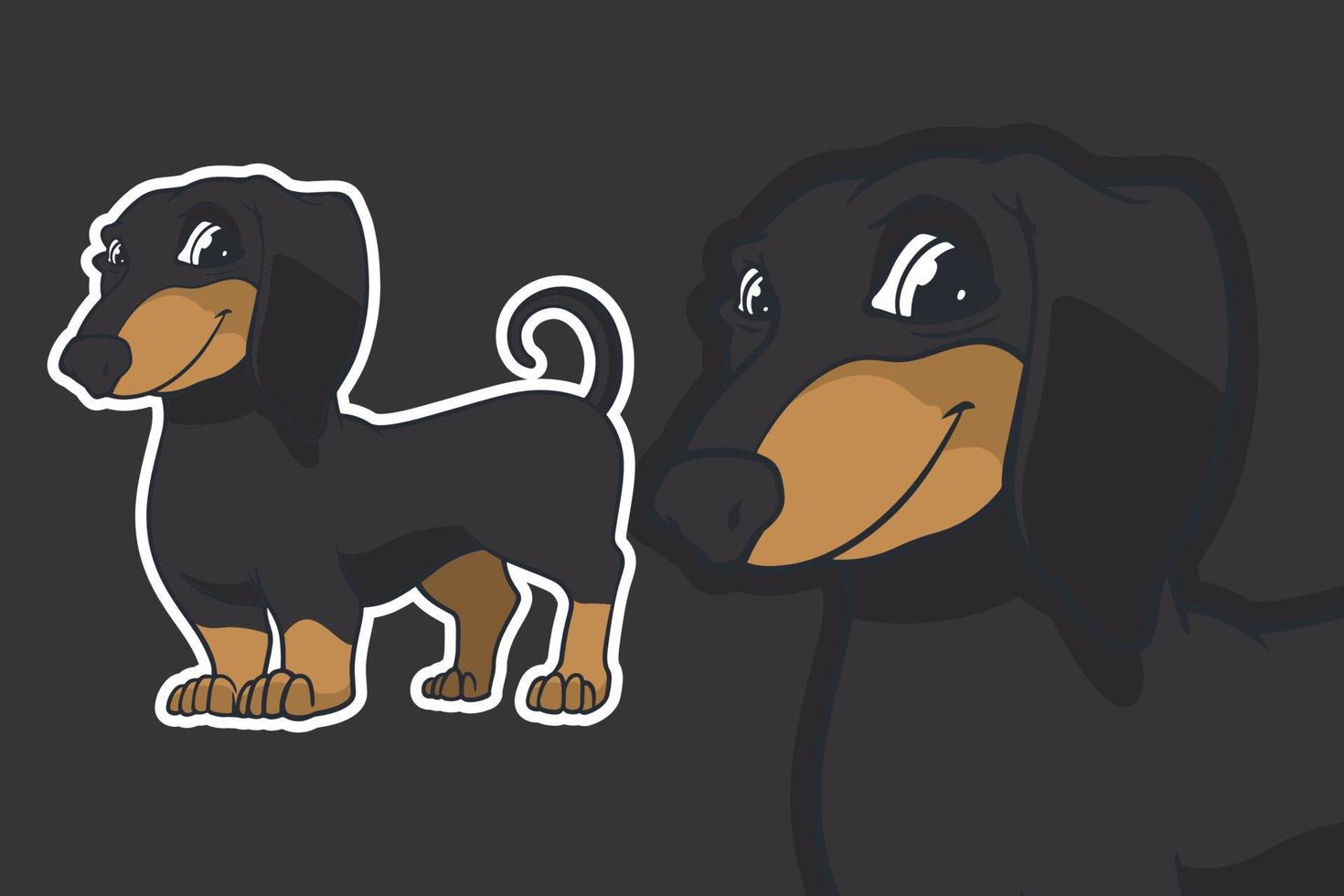 estilo de desenho animado de ilustração vetorial cão bassê vetor