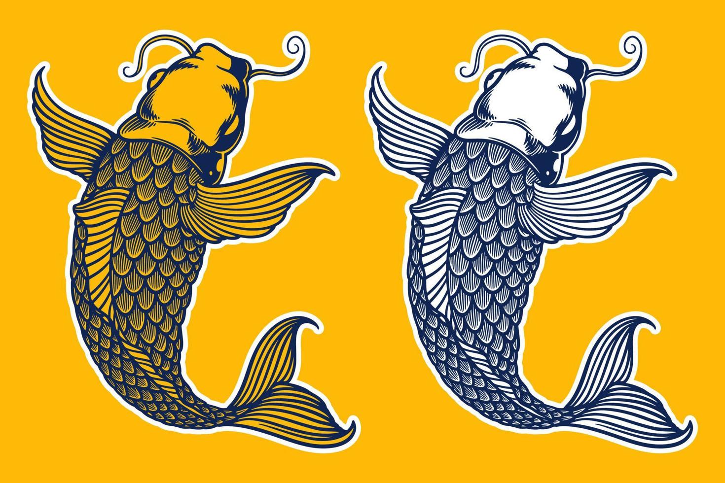 estilo de desenho animado de ilustração vetorial de peixe koi dourado vetor