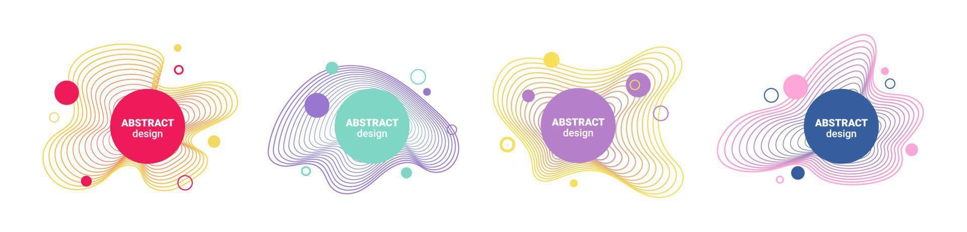 conjunto de 4 elementos gráficos abstratos fluindo líquidos, fluidos, formas orgânicas. ondas e linhas de gradiente de vetor amorfo dinâmico. futurismo retrô e ondas de vapor de memphis geométricas, cyberpunk retrô dos anos 80 e 90