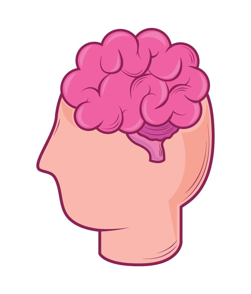 cabeça de perfil e cérebro vetor
