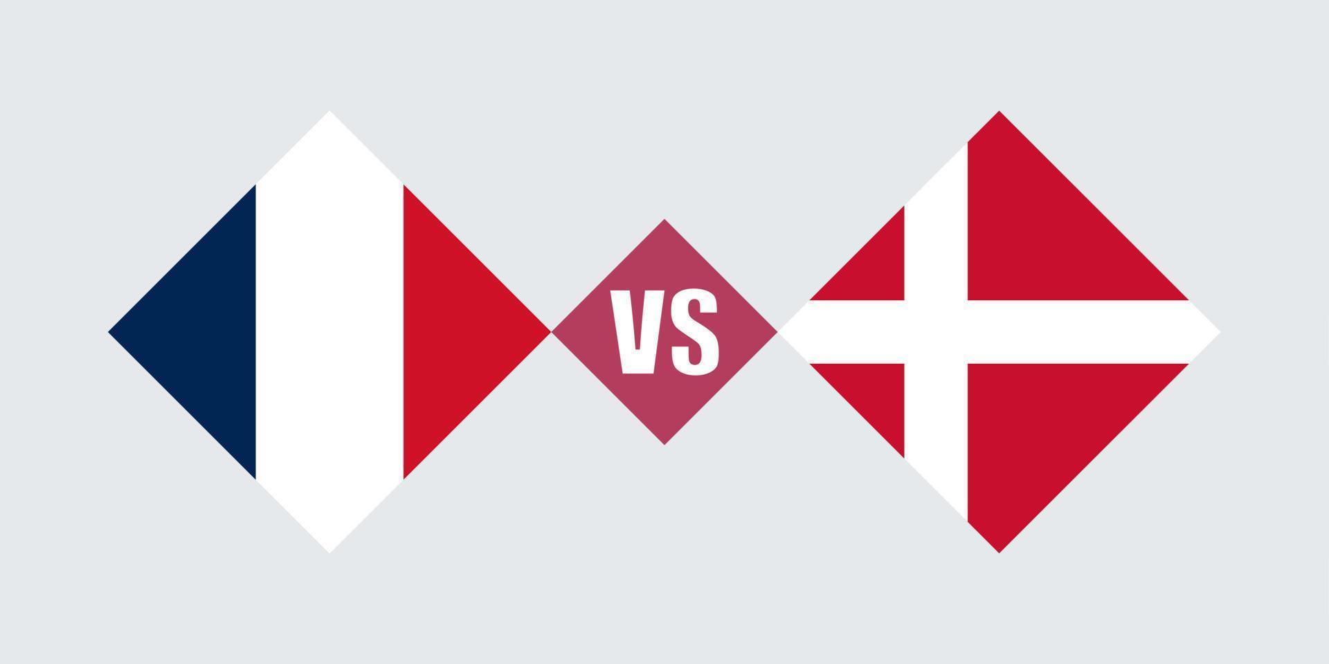 França vs conceito de bandeira da Dinamarca. ilustração vetorial. vetor
