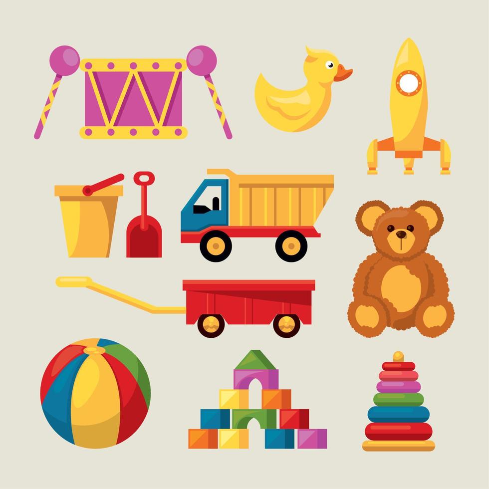dez ícones de brinquedos para crianças vetor